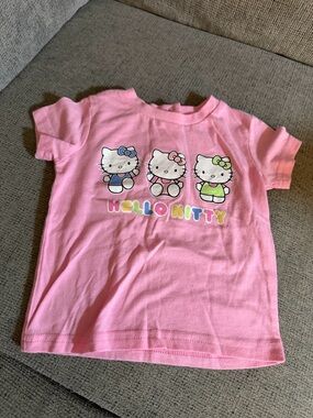 Hello Kitty Pink Short Sleeve Tee with Trio Character Graphic